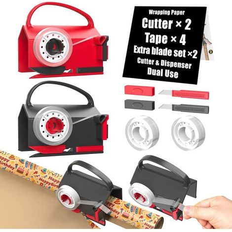 Cutter - Coupeur multifonctionnel - coupe-papier cadeau + coupe-ruban adhésif - Idéal pour les emballages cadeaux - Lot de 2 (1/5)