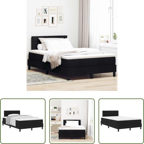 vidaXL Schlafzimmer -  Boxspringbett mit Matratze Schwarz 120 x 190 cm Stoff (1/5)