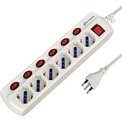 MULTIPRESA CON INTERRUTTORI INDIPENDENTI 6 prese (1/4)