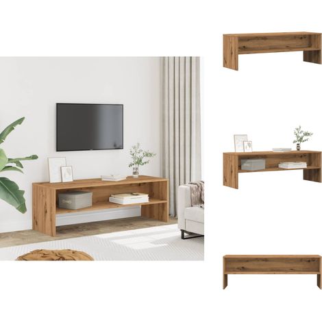 Meuble TV chêne artisanal 120x40x40 cm bois d'ingénierie - Meuble TV - Meubles TV - Banc TV - Buffet TV (1/5)