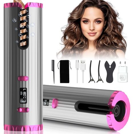 Wireless Automatic Curling Wire, Rechargeable USB-C with 5000mAh Battery, 6 Temperatures (1/5)