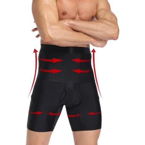 Short homme taille haute amincissant doux extensible respirant Shorty gainant ventre plat XL (1/4)