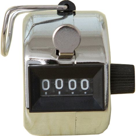 Compteur manuel argenté avec anneau, compteur mécanique métallique, 4,6 x 4,6 x 3,3 cm (1/5)