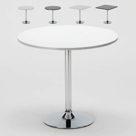 Ahd Amazing Home Design – Table de bar carrée 70x70 cm – Hauteur 76,5 cm – Pied en acier à effet miroir – Pour bars et cuisines modernes (1/5)