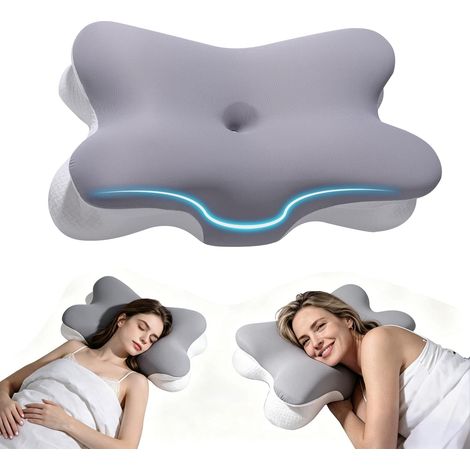 Oreiller Ergonomique Cervical, Coussin de Nuque, 67x37x8.5/9.5 cm (1/5)