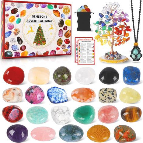 Calendrier De l'Avent 2026, 24 Surprises Avec Arbre De Cristal Des 7 Chakras, 23 Pierres Précieuses Naturelles, Calendrier De l'Avent Pierre Precieuse Pour Filles, Garçons, Ados Et Adultes (1/5)