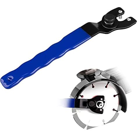 Clé à molette réglable pour meuleuse, clé à ergot universelle 10-52mm, clé de blocage d'écrou avec revêtement antidérapant en plastique (bleu noir)