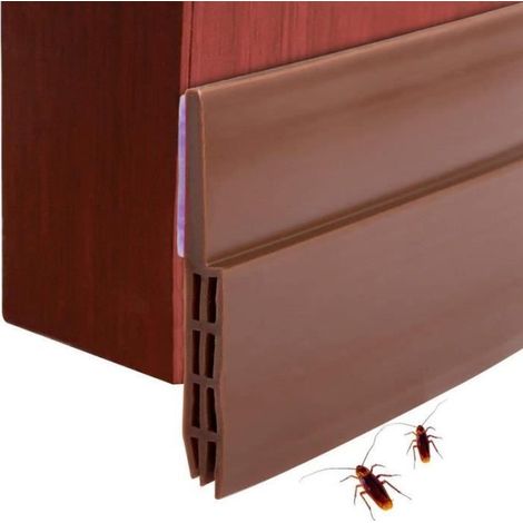 Bas de Porte Anti Bruit Bande d'Etanchéité en Silicone Souple, Adhésif Imperméable à l'Eau Isolement du Bruit (100cm5cm, Brun) (1/4)