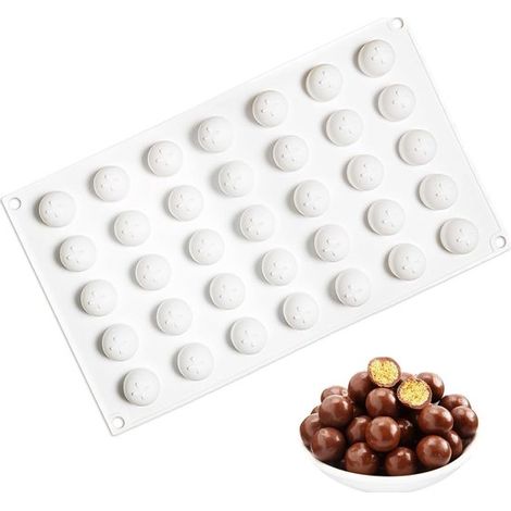 Stampi in silicone a forma di sfera per cioccolato, con 35 fori e diametro di 2 cm, perfetti per realizzare cioccolatini, gelatine e cubetti di ghiaccio fatti in casa. (1/5)