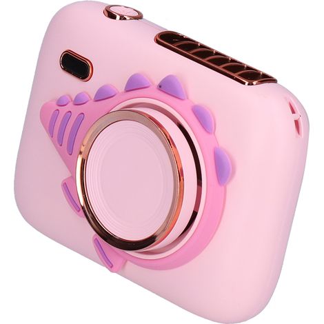 Ventilateur de poche en forme d'appareil photo licorne, ventilateur de cou portable, rose rechargeable par USB (1/5)