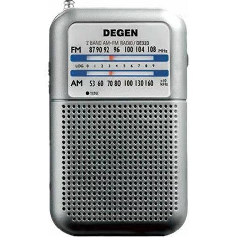 DE-333 Mini radio portátil, radio de transistores con botón FM e indicador de señal, batería reemplazable (AAA) (1/5)