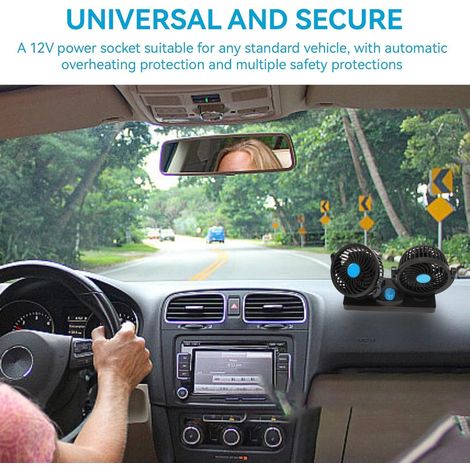 Ventiladores de coche de 12 V, ventilador de refrigeración de aire de doble cabezal para coche, ventilador eléctrico para coche, enchufe para encendedor de cigarrillos. (1/2)