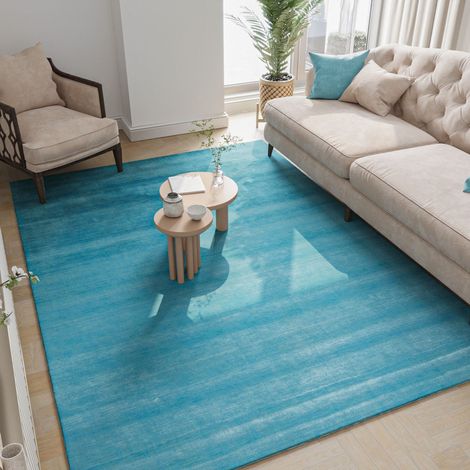 Tapis Loribaft Tapis Teppstar - Tapis en laine - 60x40cm, Rectangular - 100% Laine vierge - Tissé main - Turquoise