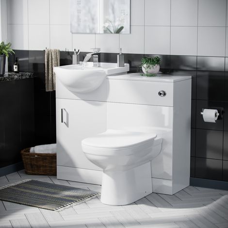 Ellen 950mm Vanity Basin Unit, WC Unit & Elso Back To Wall Toilet White (1/5)
