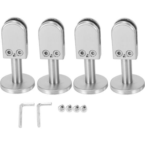 Lot de 4 supports en verre en acier inoxydable 304 avec pinces de 8 mm, supports d'étagère en verre, panneaux en verre, avec un relief de 40 mm (1/5)