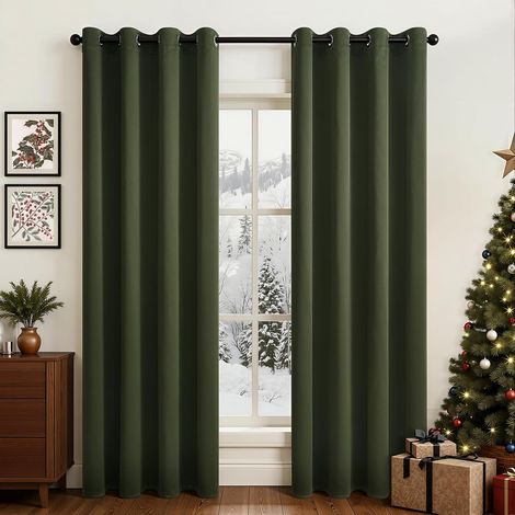 2 Pièces Rideau Occultant 140x145cm Thermique Isolant Anti UV Oeillets Pour Chambre Salon (1/5)