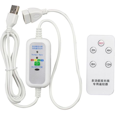 Câble d'alimentation 5 V de 1,5 m avec minuterie et interrupteur marche/arrêt à distance pour ventilateur USB, ampoule LED USB et lampe. (1/4)