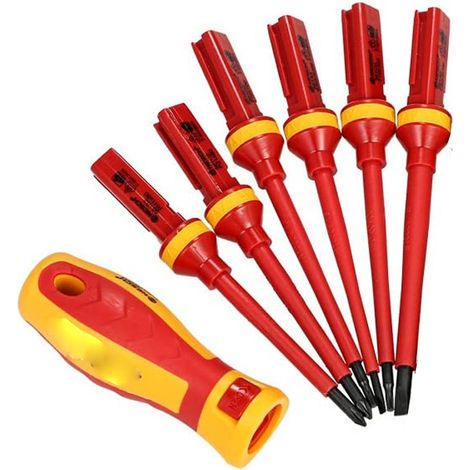 Cacciaviti Isolati Intercambiabili Set 6pz Giraviti Punte Magnetiche 10000V (1/5)