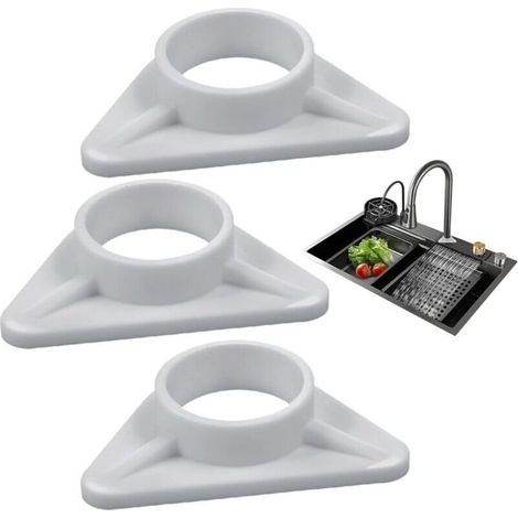 3 Pièces Renfort D'Évier Pour Évier En Acier Inoxydable, Plaque De Stabilisation Pour Robinetterie, Triangle Renfort D’Évier En Plastique Pour Robinetterie D'Éviers En Acier Inoxydable(36 Mm) (1/4)