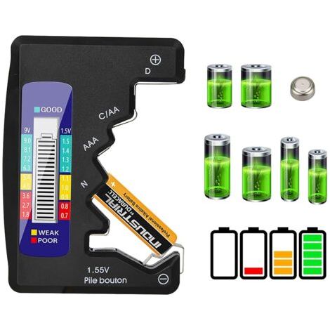 Testeur De Batterie Numérique,Testeur de batterie LCD universel pour Pile Bouton AAA/AA/C/D 1,5 V-9 V Mini Batteries (1/5)