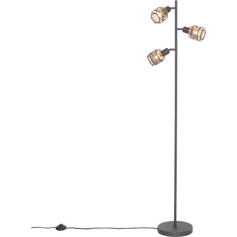 Design-Stehlampe Schwarz mit Gold 3-flammig - Noud