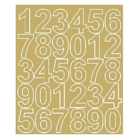 Pegatinas autoadhesivas con números de 4,5 cm, color oro mate.