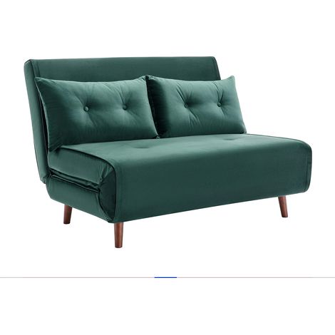 Divano letto 2 posti in Velluto Verde abete - URIBIA (1/5)