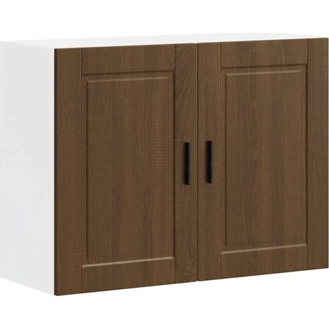 Armadio pensile da cucina Porto 80 x 31 x 60 cm ampio spazio di archiviazione design moderno in legno multistrato rovere marrone 020050379
