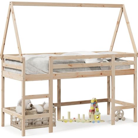 Maison Exclusive - Letto Soppalco con Scala e Tetto 80x200 cm Legno Massello Pino