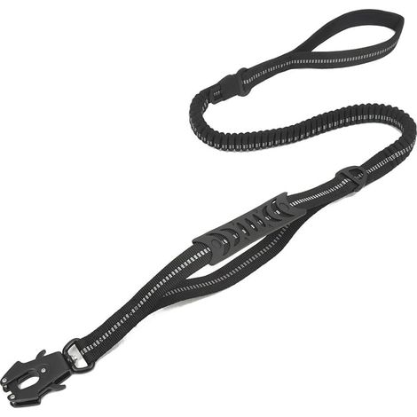 Correa táctica, correa multifuncional ajustable para perros de 135 cm, correa elástica antitirones con 2 asas acolchadas y cinturón de seguridad. (1/5)
