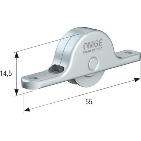 Omge art 1333 pack de 4 chariots en acier avec roue en nylon 18 mm sur billes pour portes coulissantes