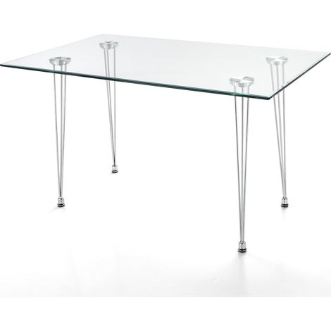 Minimalistischer Schreibtisch aus gehärtetem Glas für 6 Personen, 130x80 cm, Modell Plano