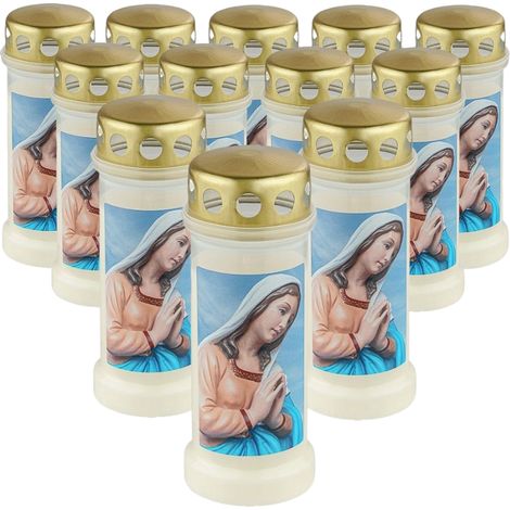 Lanterna portacandele Bolsius con immagine della Vergine Maria in preghiera e coperchio in metallo, altezza 70 cm, 12 pezzi (1/5)