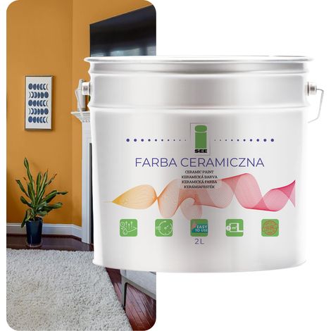Peinture murale céramique lavable or clair terre cuite 2L résistante aux taches (1/5)