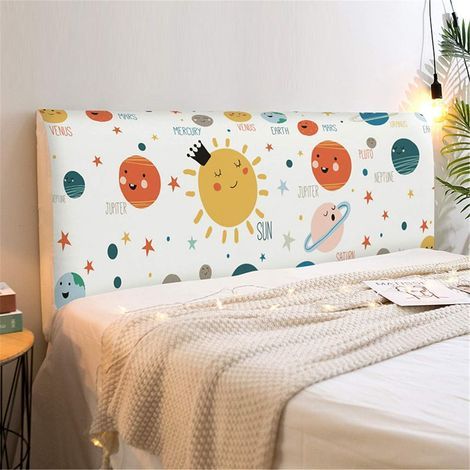 Housses de Tête de Lit, Impression Extensible Anti-poussière Couvre-tête de Lit Protecteur Antipoussière pour Tête de Lit, Moderne Décoration de Chambre (Soleil,180cm) (1/5)