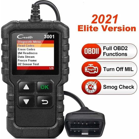Lector de códigos de coche, lector de códigos completo Creader/CR3001 OBD II, tarjeta de lectura y borrado de códigos de falla del motor (1/5)