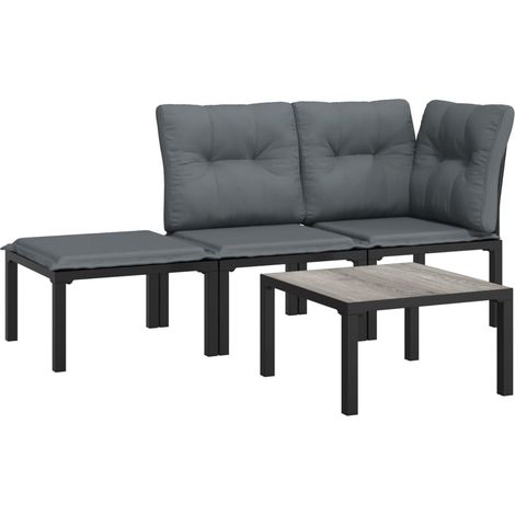 Maison Exclusive - 4-tlg. Garten-Lounge-Set Schwarz und Grau Poly