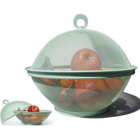 Corbeille à Fruits avec Couvercle Anti-Moucheron - Panier à Fruits Anti-Insectes et Anti-Mouches pour Comptoir de Cuisine (vert) (1/5)