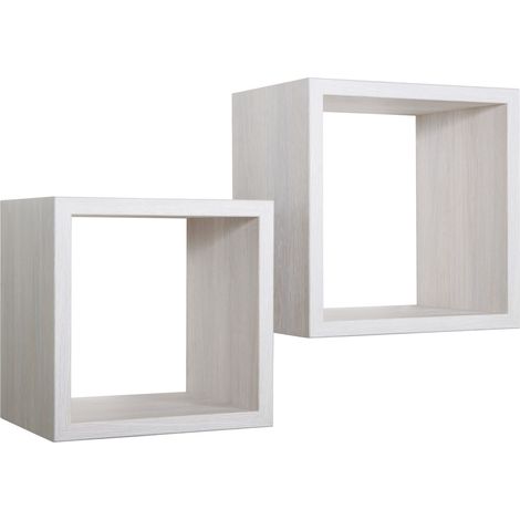 Rechteckiger 2er set wandregal mod. Q-bis Maxi farbe eiche gebleicht (1/4)