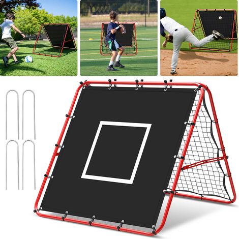 Randaco Juego de 2 redes de fútbol plegables de doble cara 120 x 120 cm con objetivo 420D, ángulo ajustable, para pases rasos, balones altos, voleas y entrenamiento de portero