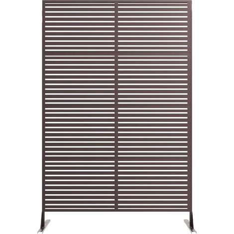 Écran de confidentialité, design géométrique découpé au laser, construction résistant aux intempéries, Bande longue marron (1/2)