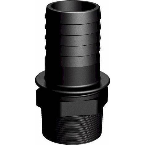 Raccord PE mâle 2" cannelé droit Ø50mm – Filetage 2" BSP – Polypropylène renforcé fibre de verre – Résistance chimique et UV – CPP