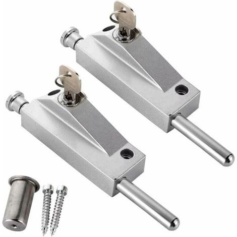 Aluminum Alloy Glass Door Locks, Floor Lock, Security Anti-Theft Lock, for Bathroom, Toilet, Shop, Frameless Glass Doors, 2 Pieces (Silver)-LIAIKI (1/4)