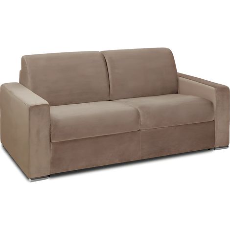 Divano letto 2p a ribalta doghe larghe Materasso 120cm Spess. 16cm Memory foam Velluto Beige - CALITO (1/5)