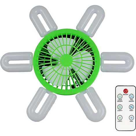 Ventilateur Plafond LED E27,Petit Ventilateur de Plafond Pliable, Faible Bruit, Lumière blanche, Contrôle à Distance,41CM (1/5)