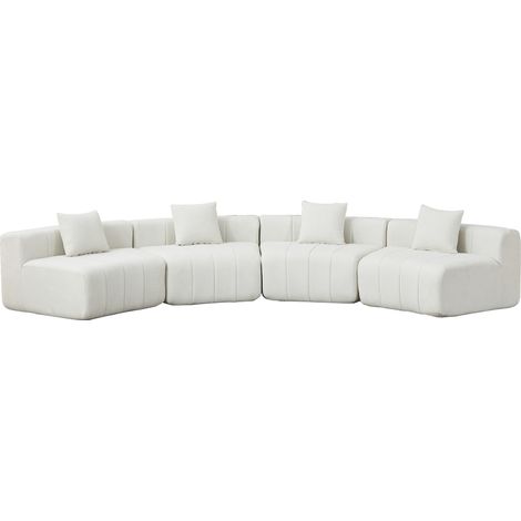 Divano modulare curvo in ciniglia con 2 cuscini, beige, 4 posti, HOMVRA (1/5)
