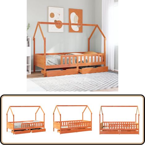 vidaXL Cadre de lit enfants avec tiroirs sans matelas 90x200 cm bois