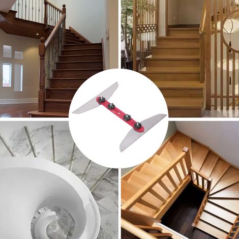 Règle d'escalier multifonctionnelle, outil de mesure de marches d'escalier, pince d'escalier pour le marquage des escaliers, des contremarches, des étagères et la découpe des cloisons sèches. (1/5)