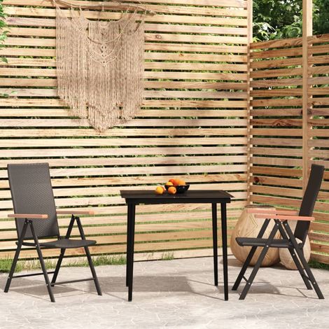 Ensemble Table et Chaise de Jardin  Salon de jardin 3 pcs Noir 28508 (1/5)