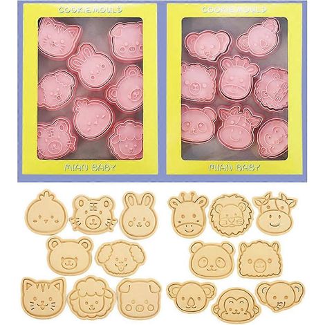 Lot de 16 moules à biscuits en plastique à motifs de dessins animés, à faire soi-même. (1/4)